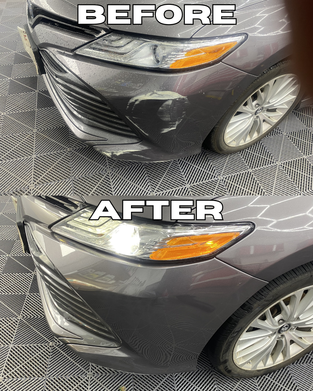 Before and after buffing